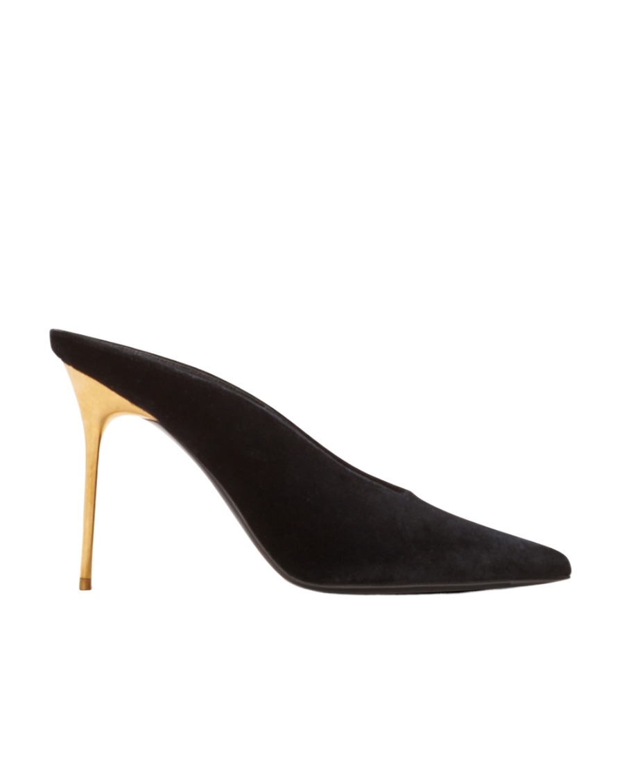 Balmain Velvet Ruby Mules In Black