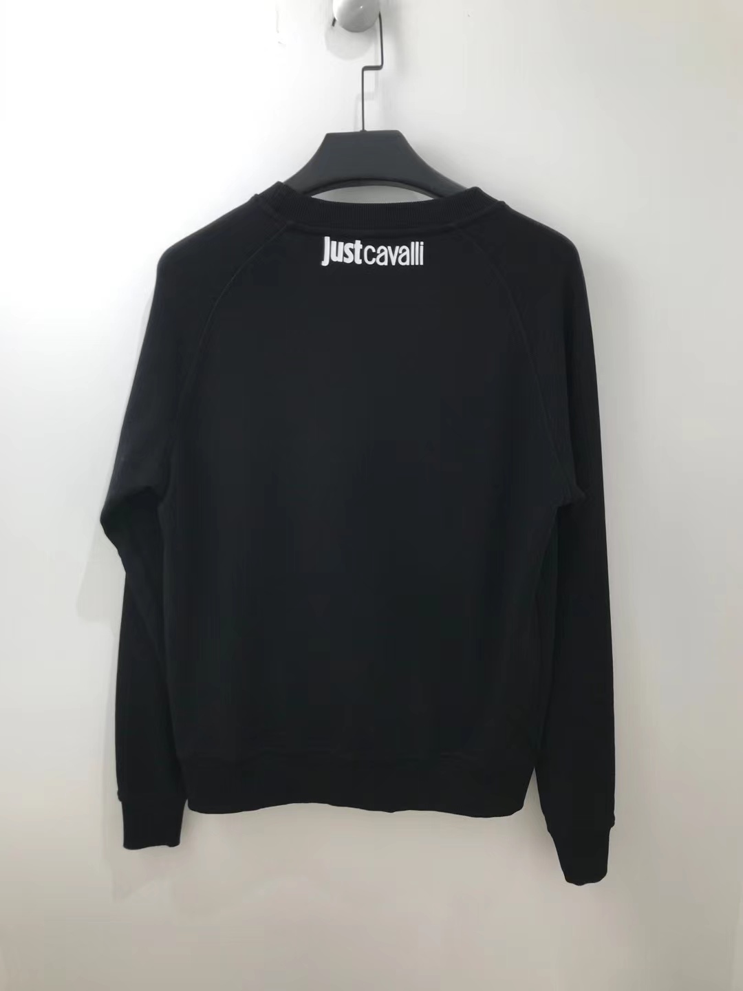 Just Cavalli Round-collar Long-sleeve Hoodie In Black