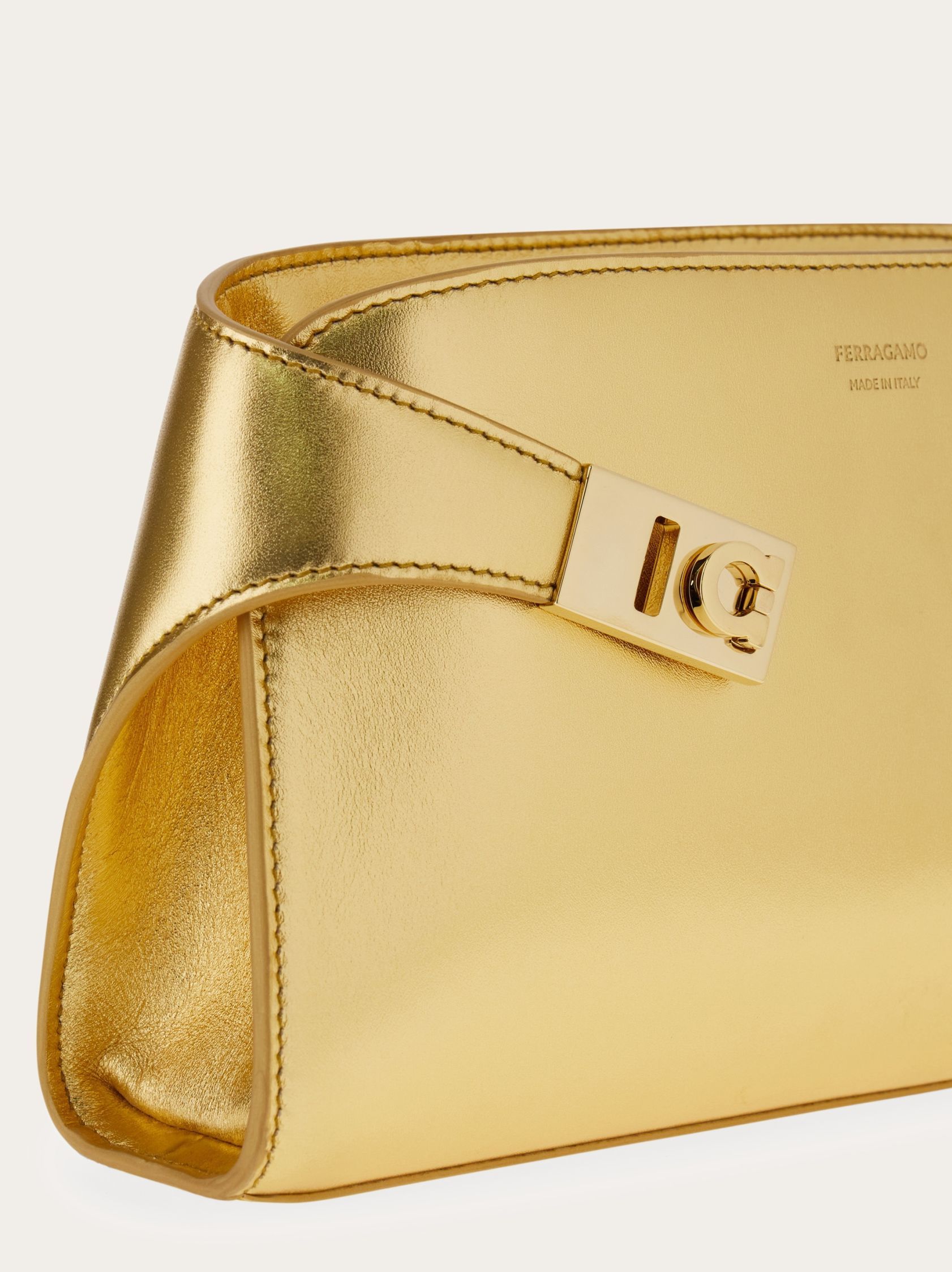 Ferragamo Hug Mini Metal Shoulder Bag In Nude