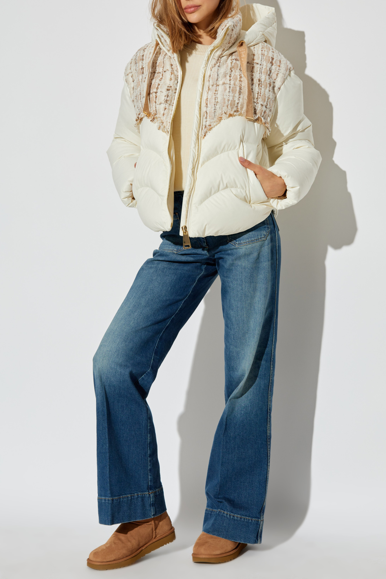Khrisjoy Woman Puffer Ivory Size 00 Polyamide, Wool, Acrylic, Polyester, Viscose In White