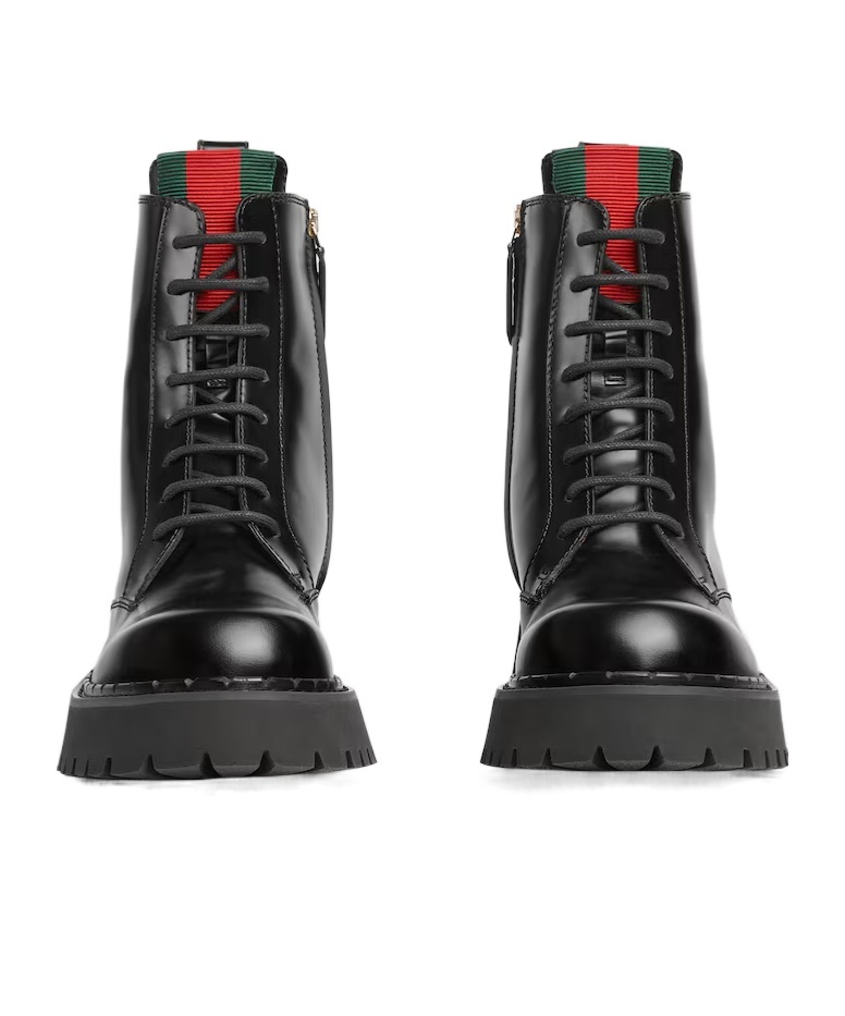 Shop Gucci Women's Ankle Boot With Web In Black