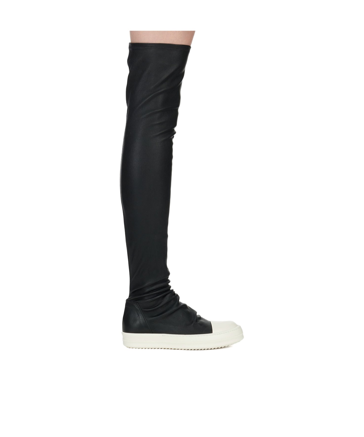 Rick Owens Black Knee-high Sneakers With Platform In Leather Woman In Gray
