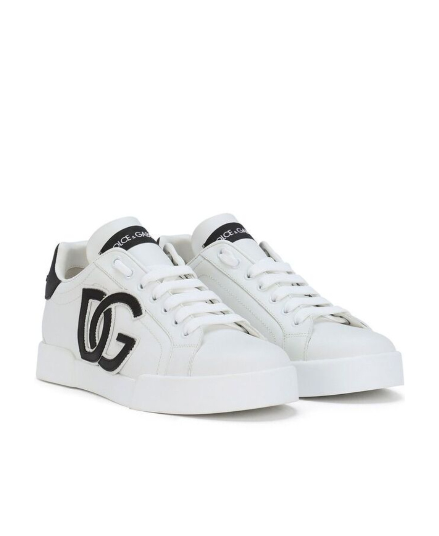Dolce & Gabbana Dg Logo Patch Leather Sneaker In White