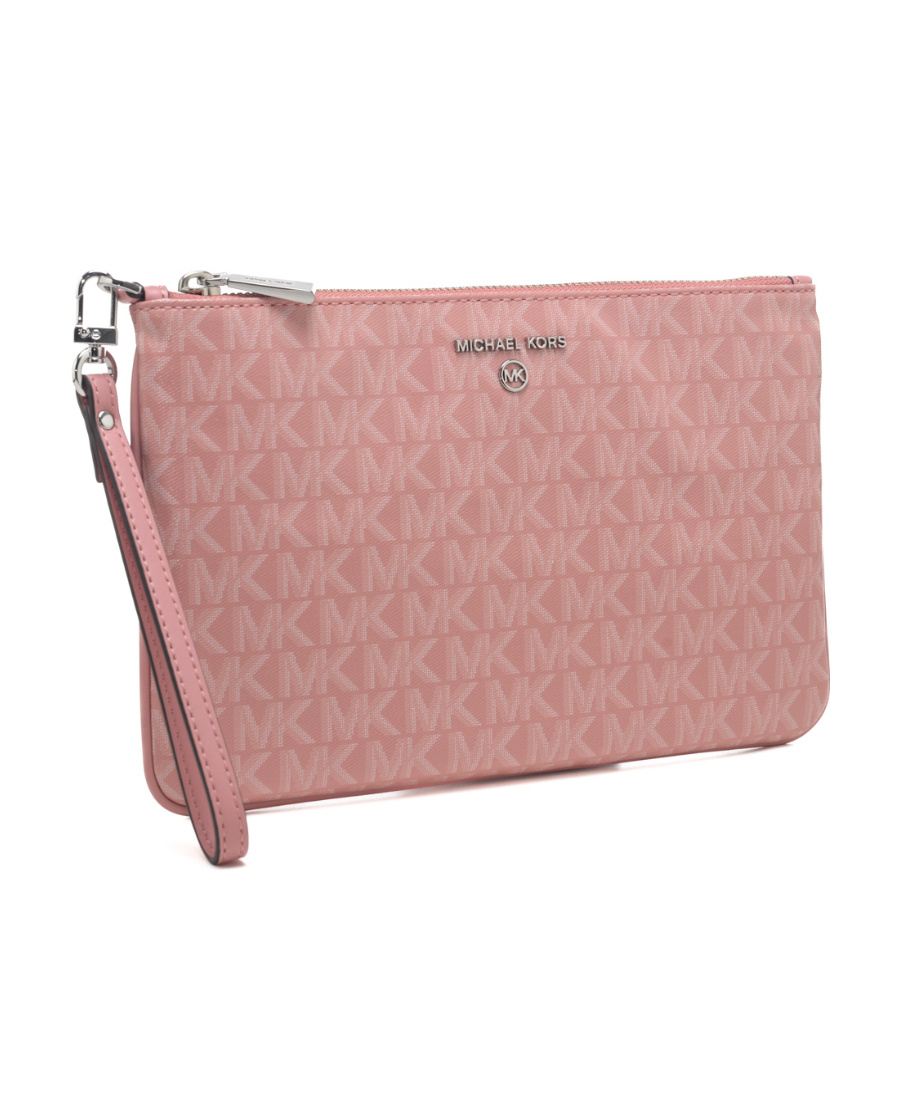 Michael Kors Jet Set Charm Logo-plaque Wristlet In Pink