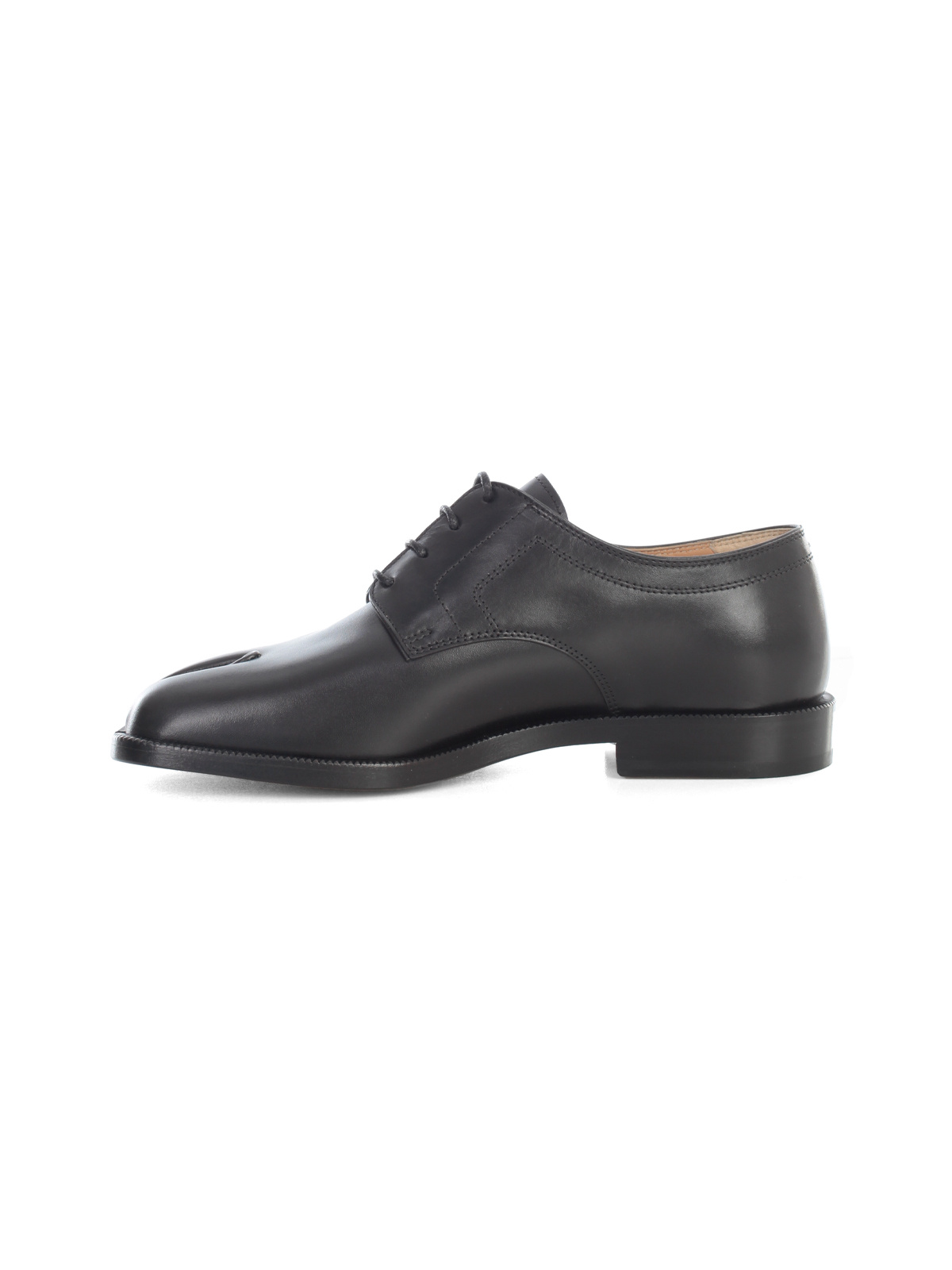 Maison Margiela 20mm Tabi Leather Lace-up Shoes In Black