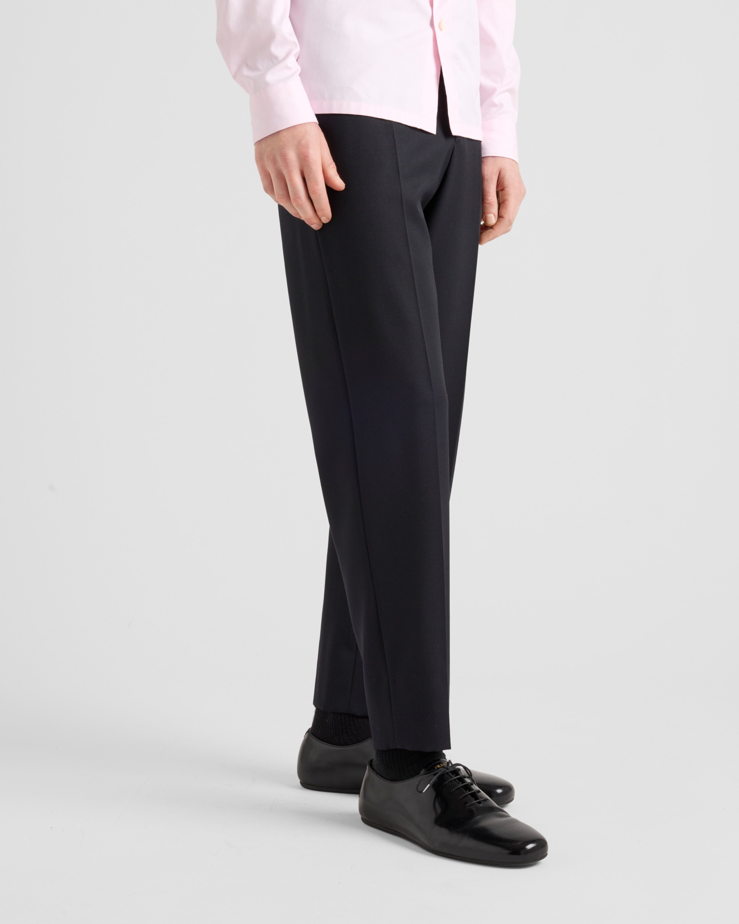 Prada Wool Slim Tailored Trousers In Blue