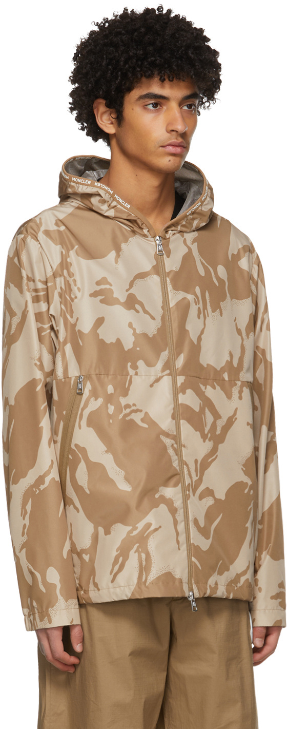 Moncler Camouflage-print Hooded Jacket In Nude
