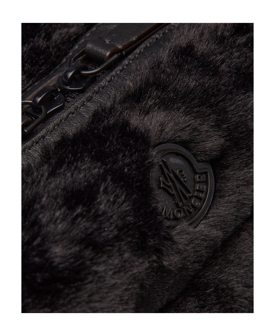 Moncler Logo-plaque Faux-fur Bag In Black
