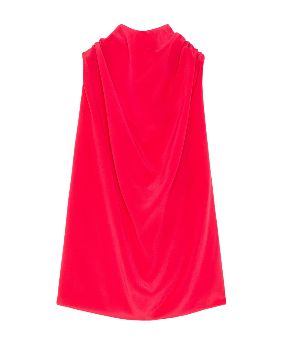Lanvin Draped Sleeveless Silk Top In Red