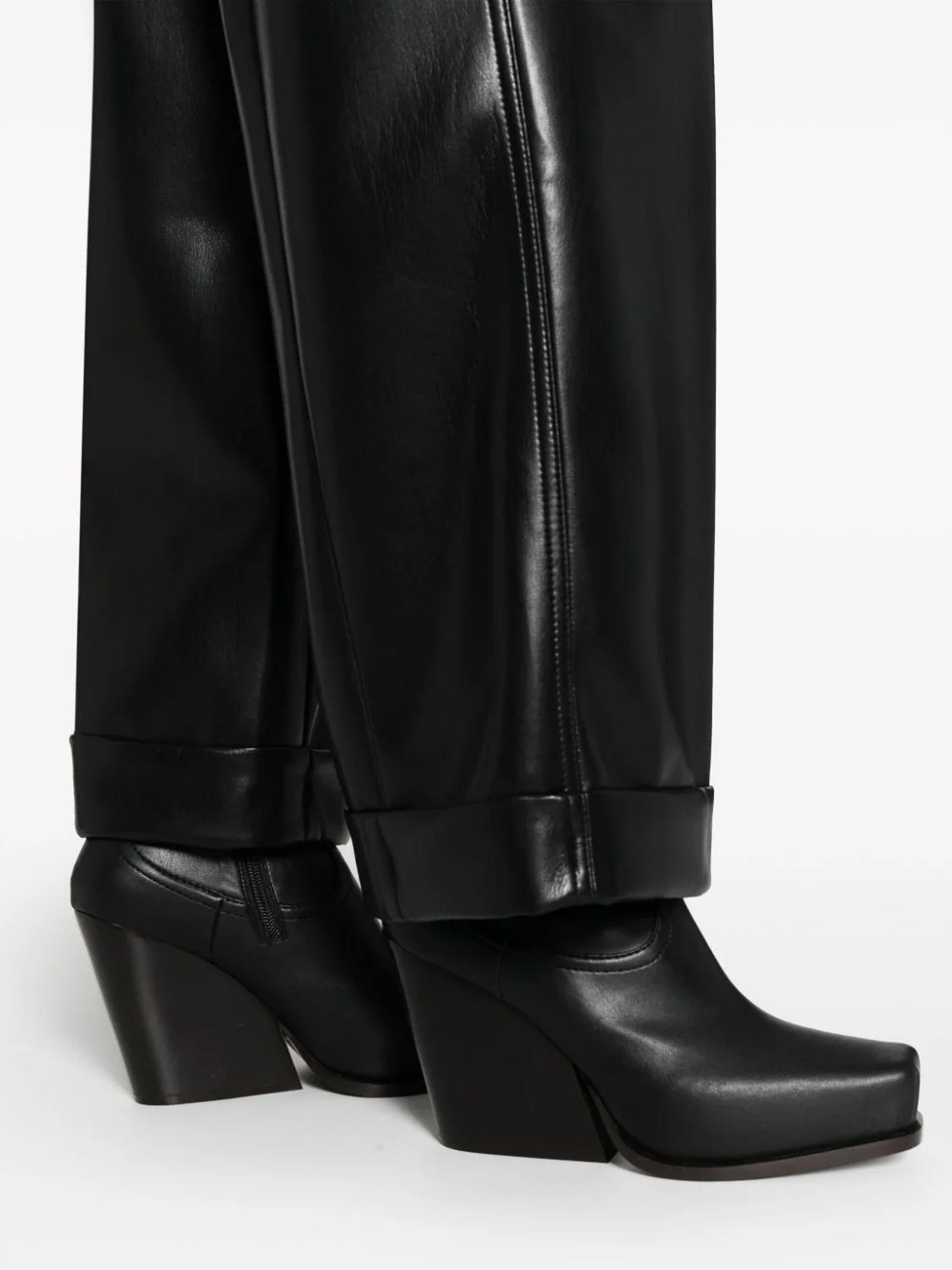 Shop Philosophy Di Lorenzo Serafini Faux-leather Straight-leg Trousers In Black