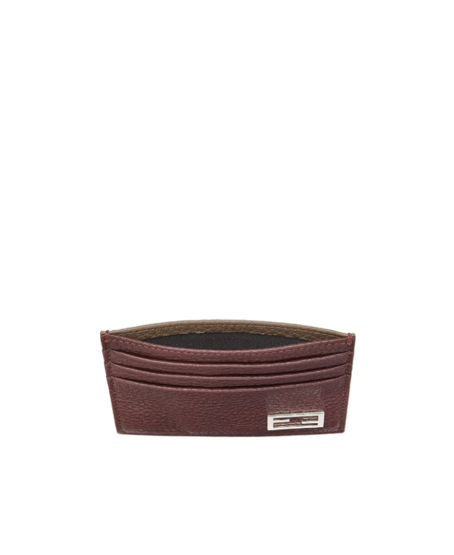 Fendi Baguette Leather Cardholder In Red