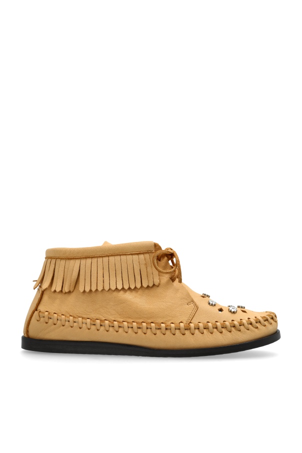 Isabel Marant Beige Leather Felsa Angle Boots In Nude