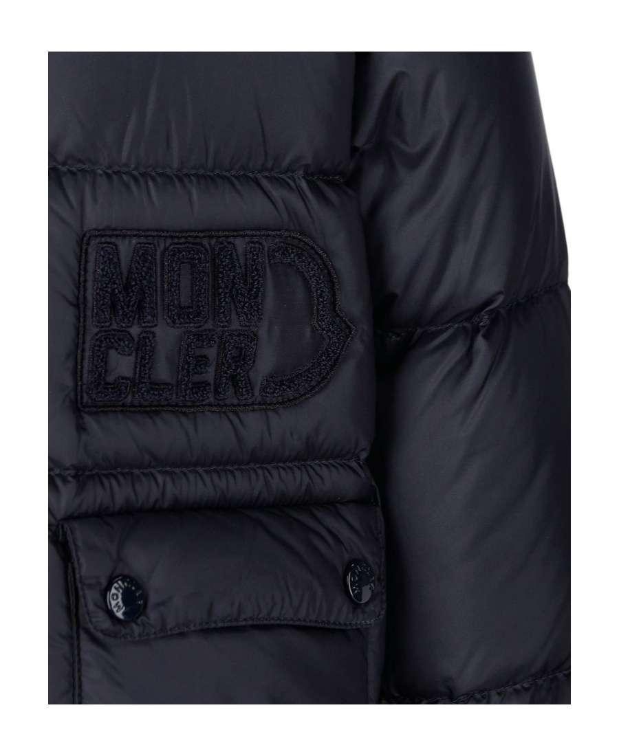 Moncler Zippered Hooded Down Jacket In Blue