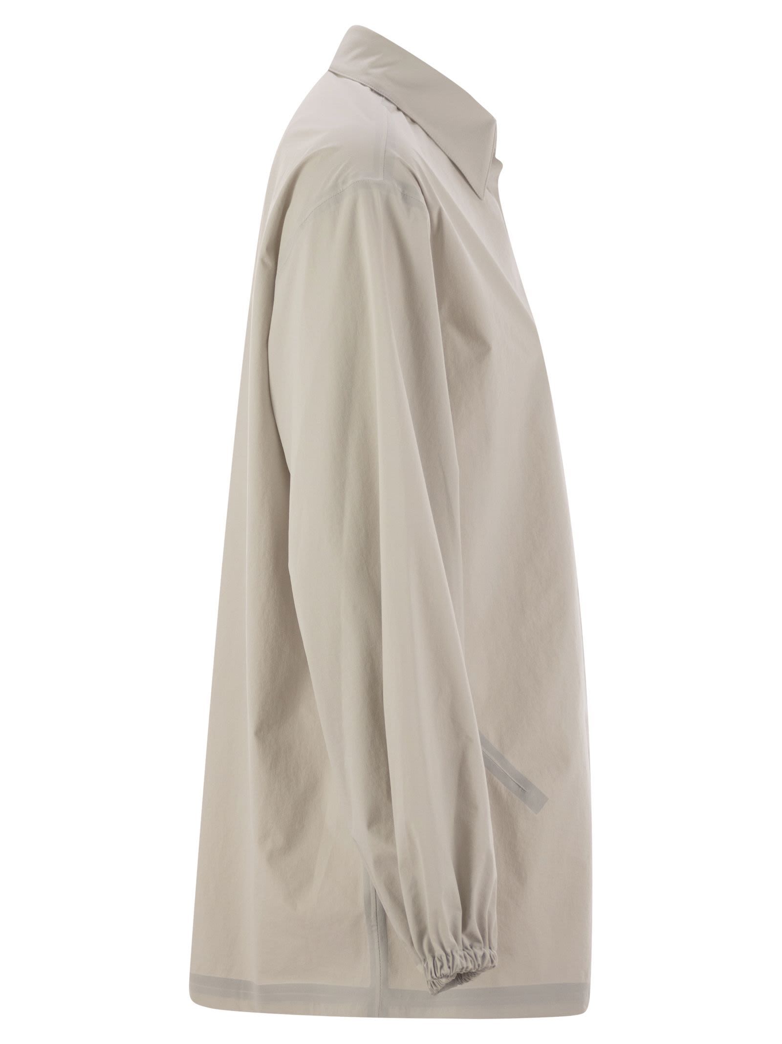 Herno Elasticated Cuff Textured Shirt In Gray
