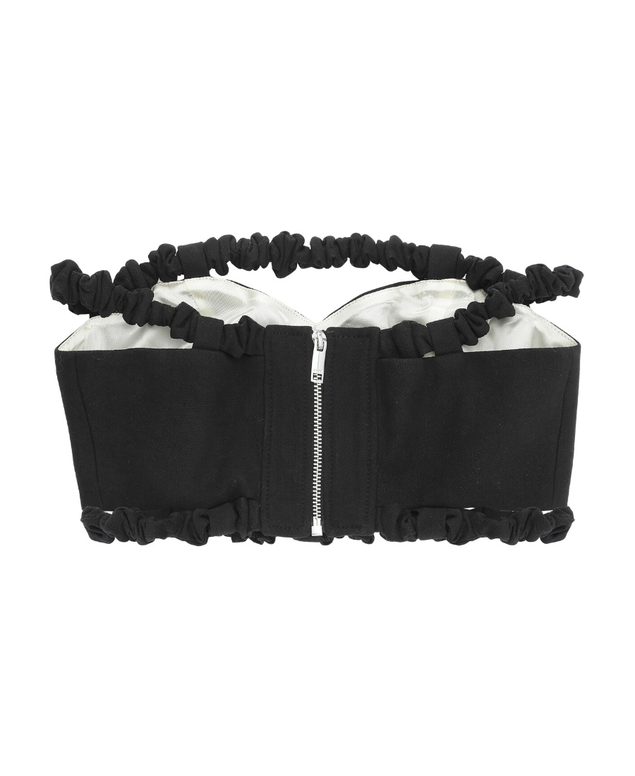 Ganni Bandeau Strapless Crop Top In Black