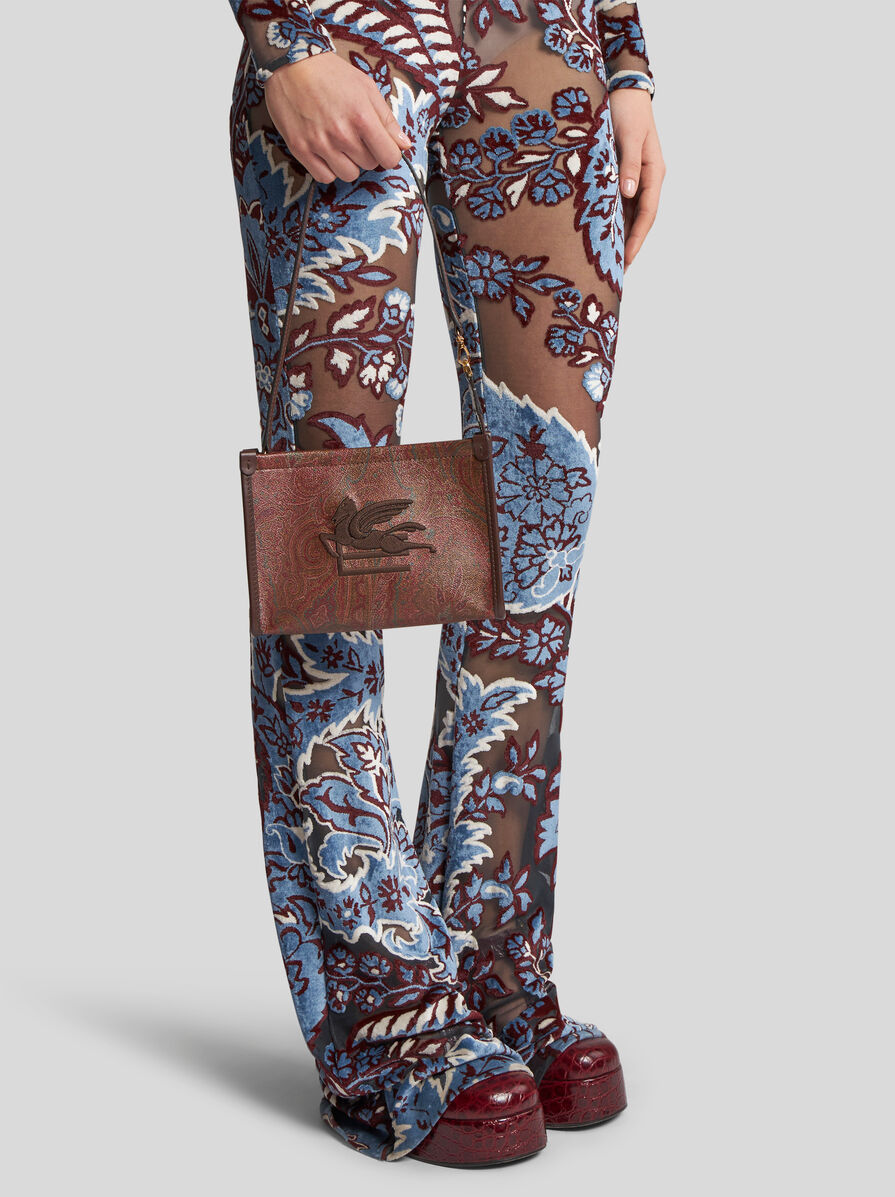 Etro Jacquard Zipped Shoulder Bag In Brown