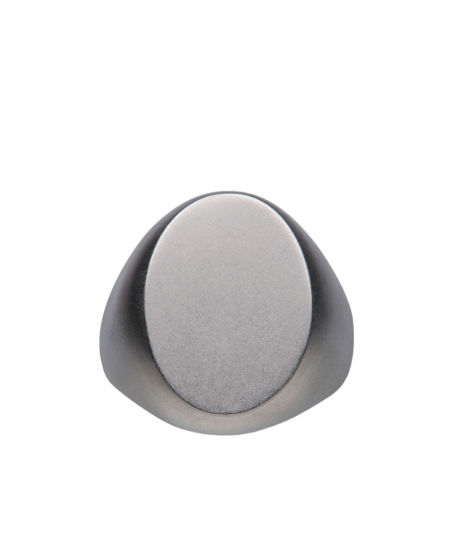 Maison Margiela Logo-engraved Brushed Finish Signet Ring In Gray