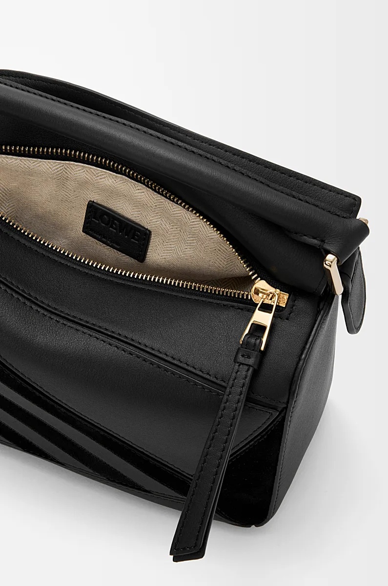 Loewe Womens Black Puzzle Stripes Small Leather Top-handle Bag In Black