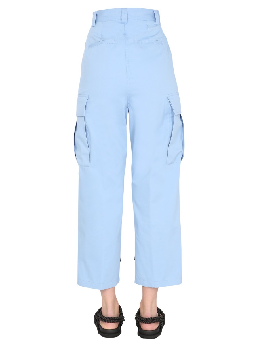 Msgm Cropped High-waist Trousers In Blue