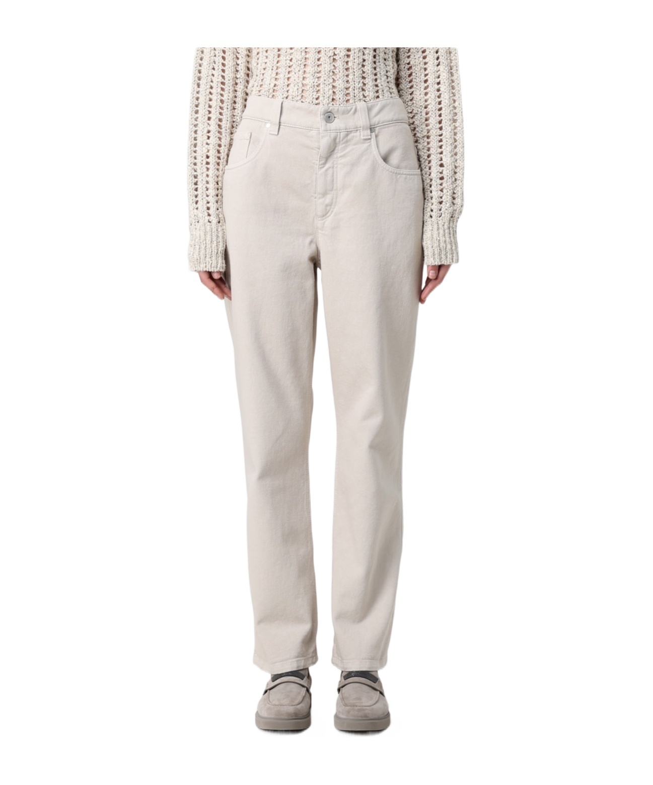 Shop Brunello Cucinelli Logo-patch Trousers In White