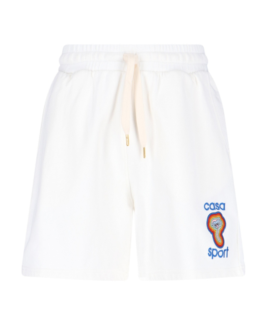 Casablanca Logo Drawstring Shorts In White