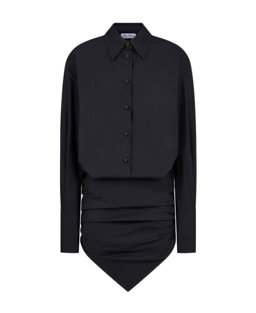 Attico Hatty Chemisier Dress With Asymmetric Hem In Black