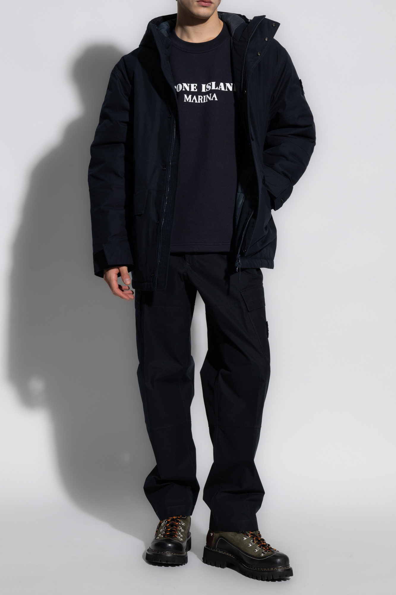 Stone Island Navy Bonded Sweatshirt In Blue