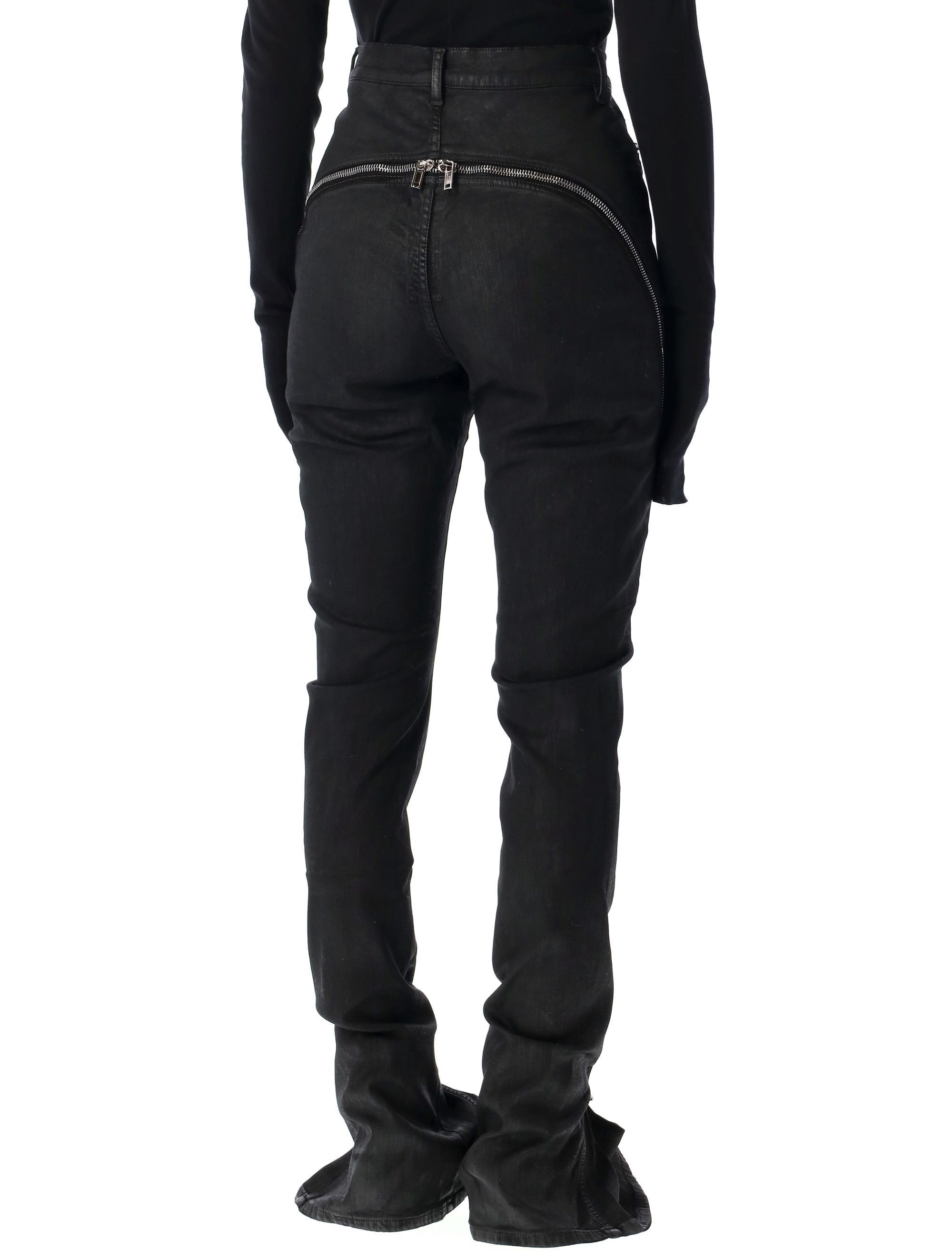 Rick Owens Drkshdw High Waist Flared Trousers Full Length In Black