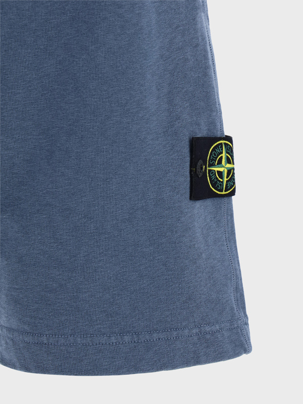 Stone Island Elasticated Waistband Patch Pocket Shorts Side Pockets In Blue