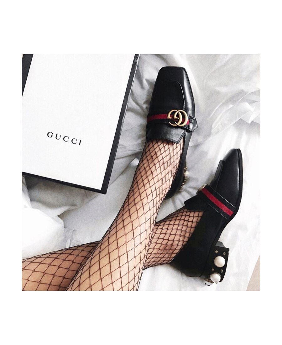 Gucci Mid-heel Leather Loafer In Black