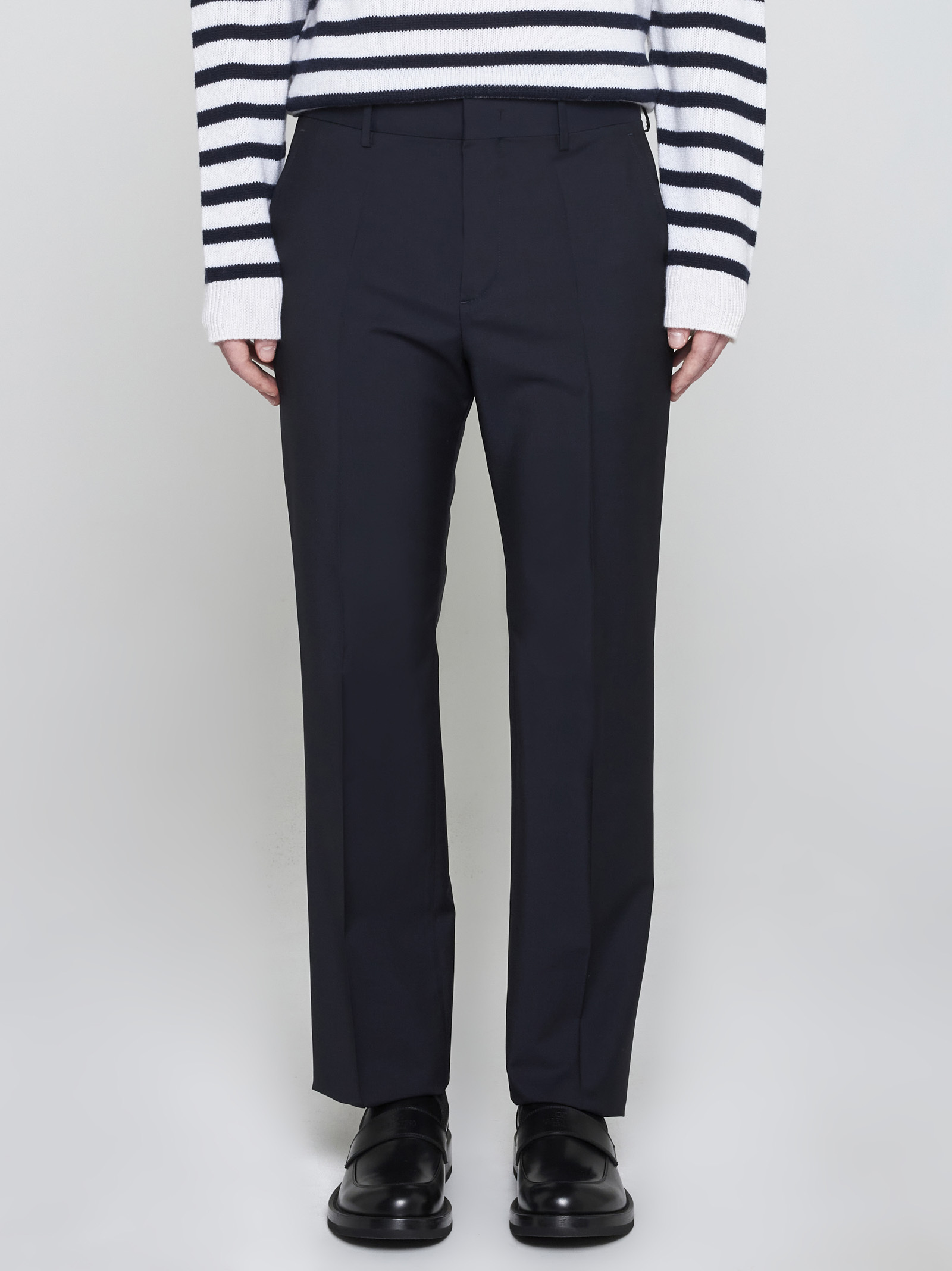 Valentino Pleated Straight Leg Trousers In Black