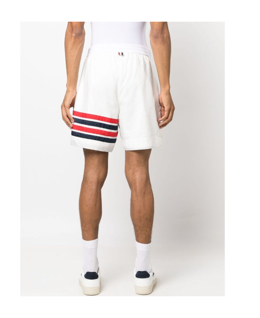 Thom Browne 4-bar Stripe Ripstop Shorts In White