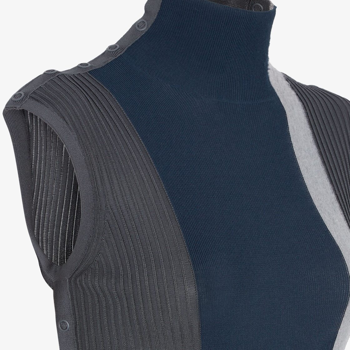 Fendi Colour-block Sleeveless Dress In Gray