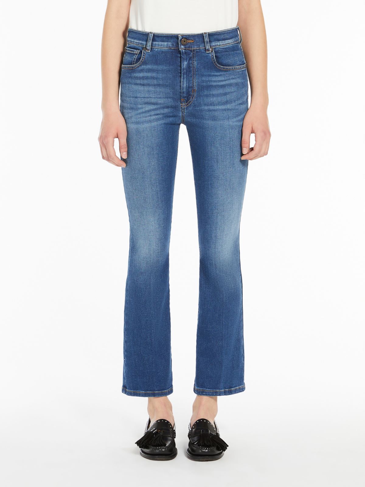 Shop Weekend Max Mara Stretch Denim Cropped Jeans In Blue