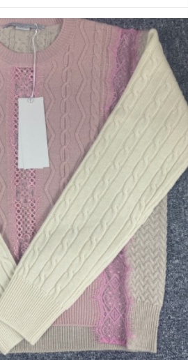 Stella Mccartney Contrast-panel Cable-knit Jumper In Pink