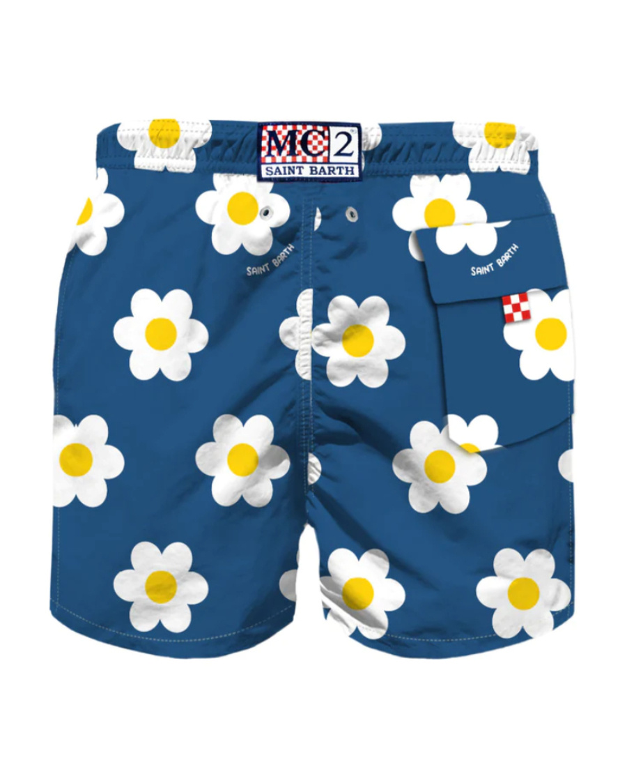 Mc2 Saint Barth Printed Beach Shorts In Blue