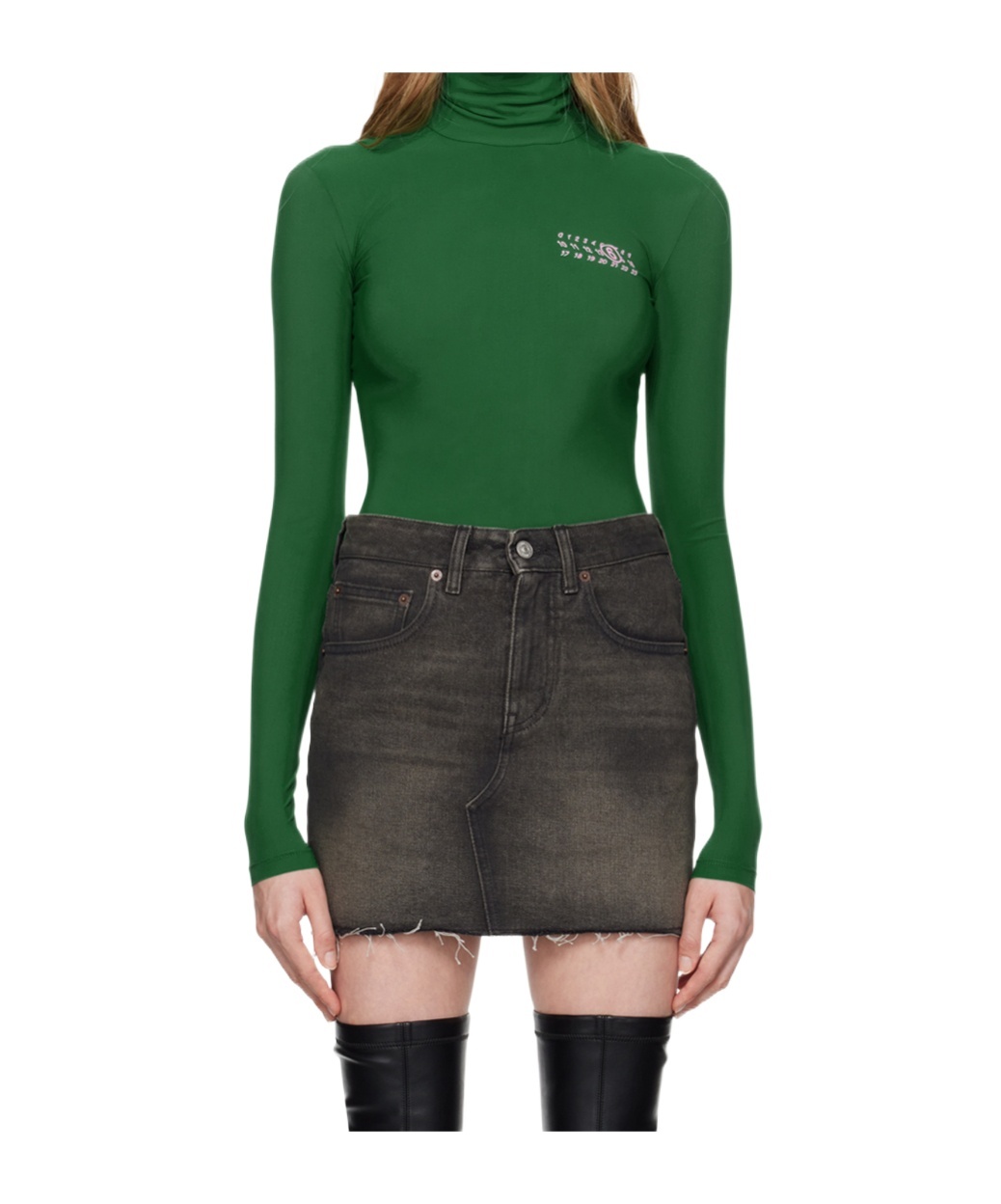 Mm6 Maison Margiela Long-sleeved Jumpsuit In Green