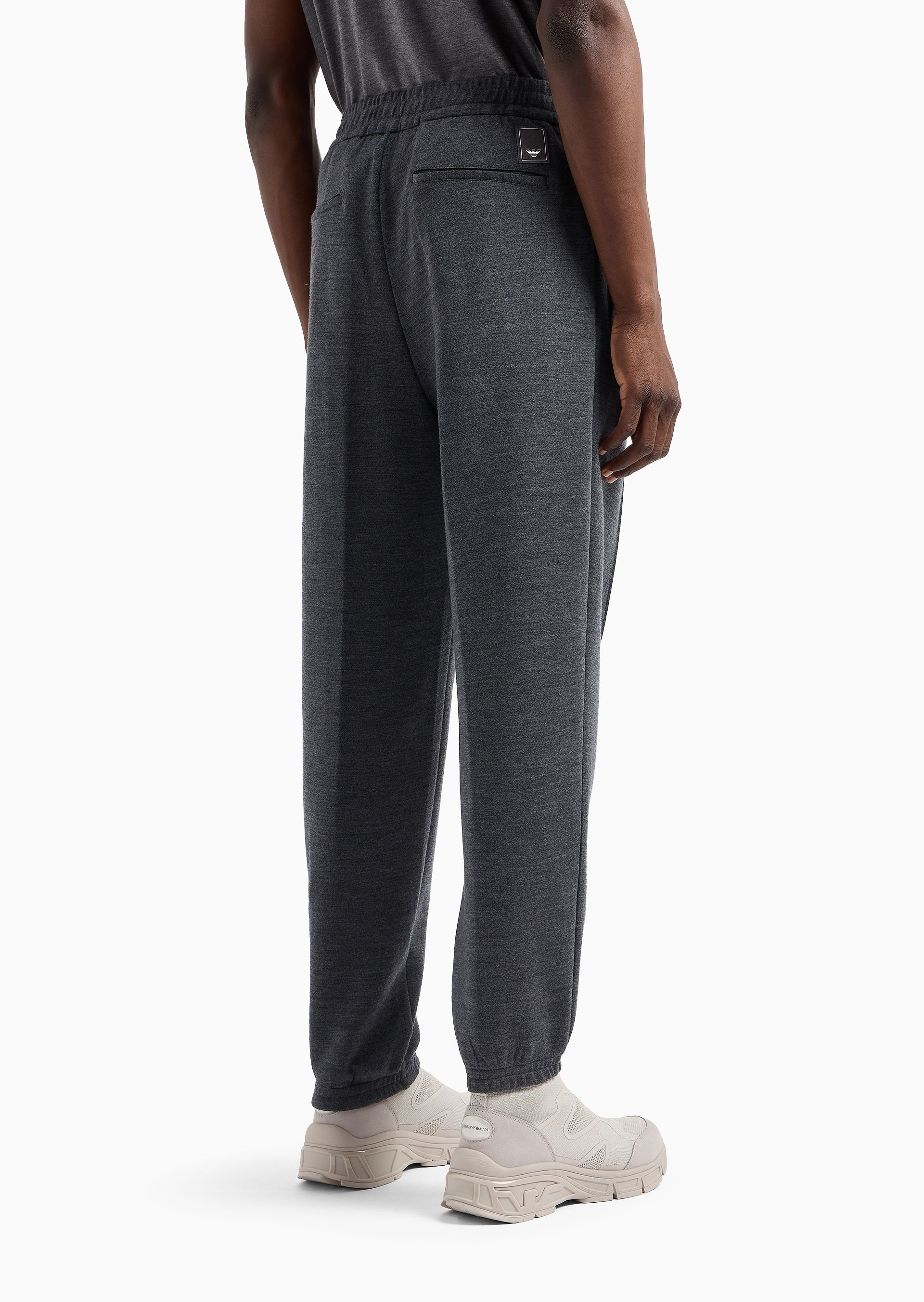 Emporio Armani Official Store Travel Essentials Virgin Wool-blend Jersey Joggers In Black