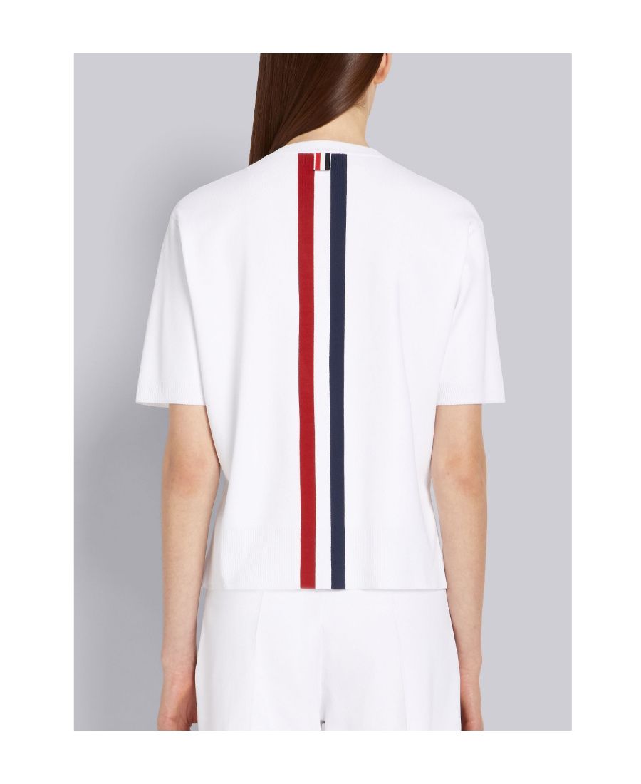Thom Browne Rwb Intarsia-knit Top In White