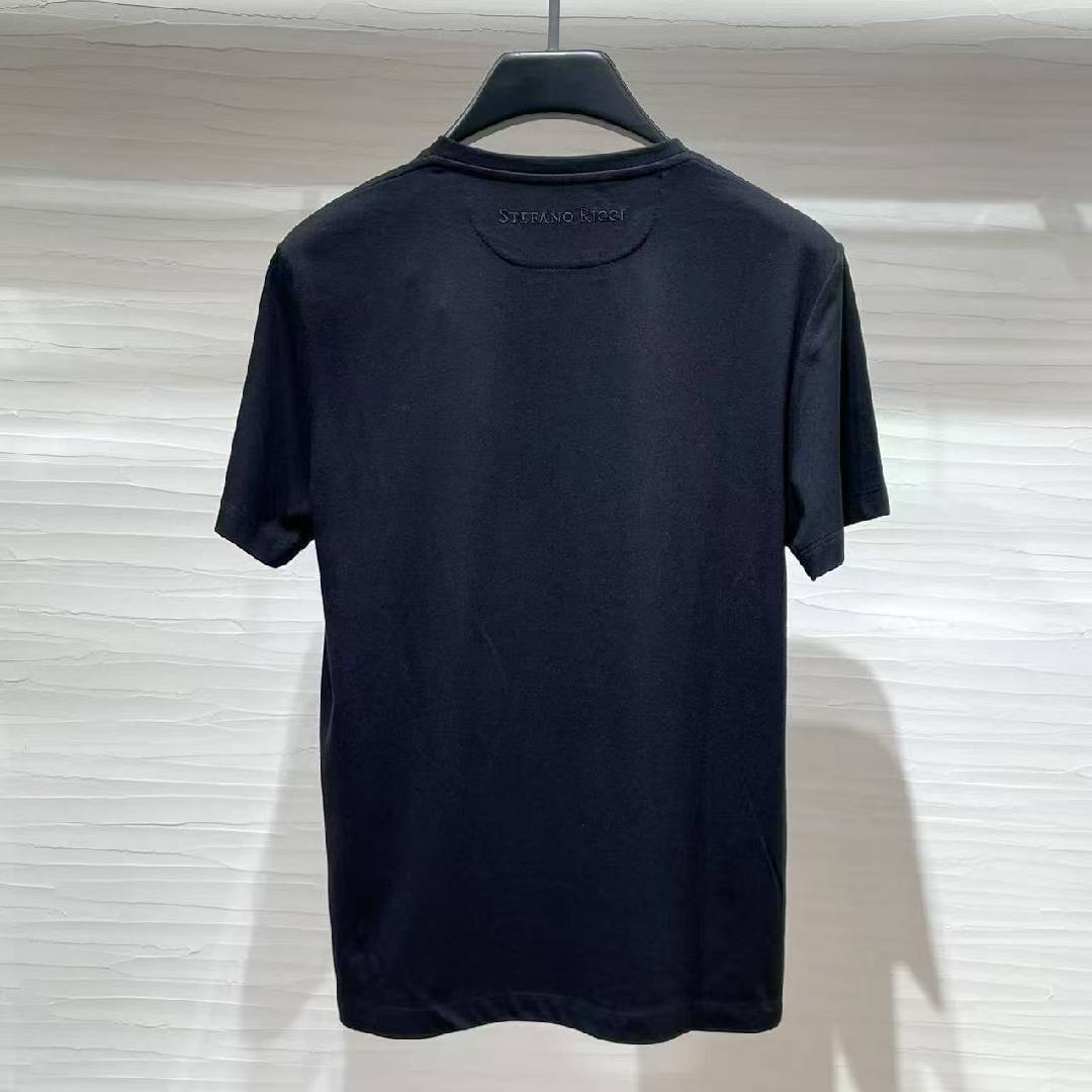 Stefano Ricci Open-necked Black Shirt In Black