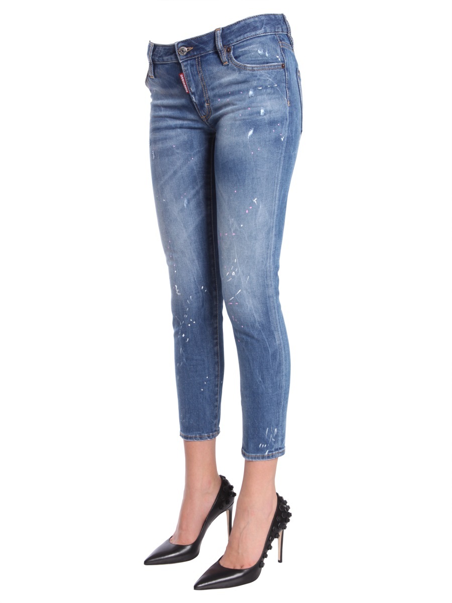 Dsquared2 Twiggy Medium And High Waist Cotton Jeans In Blue
