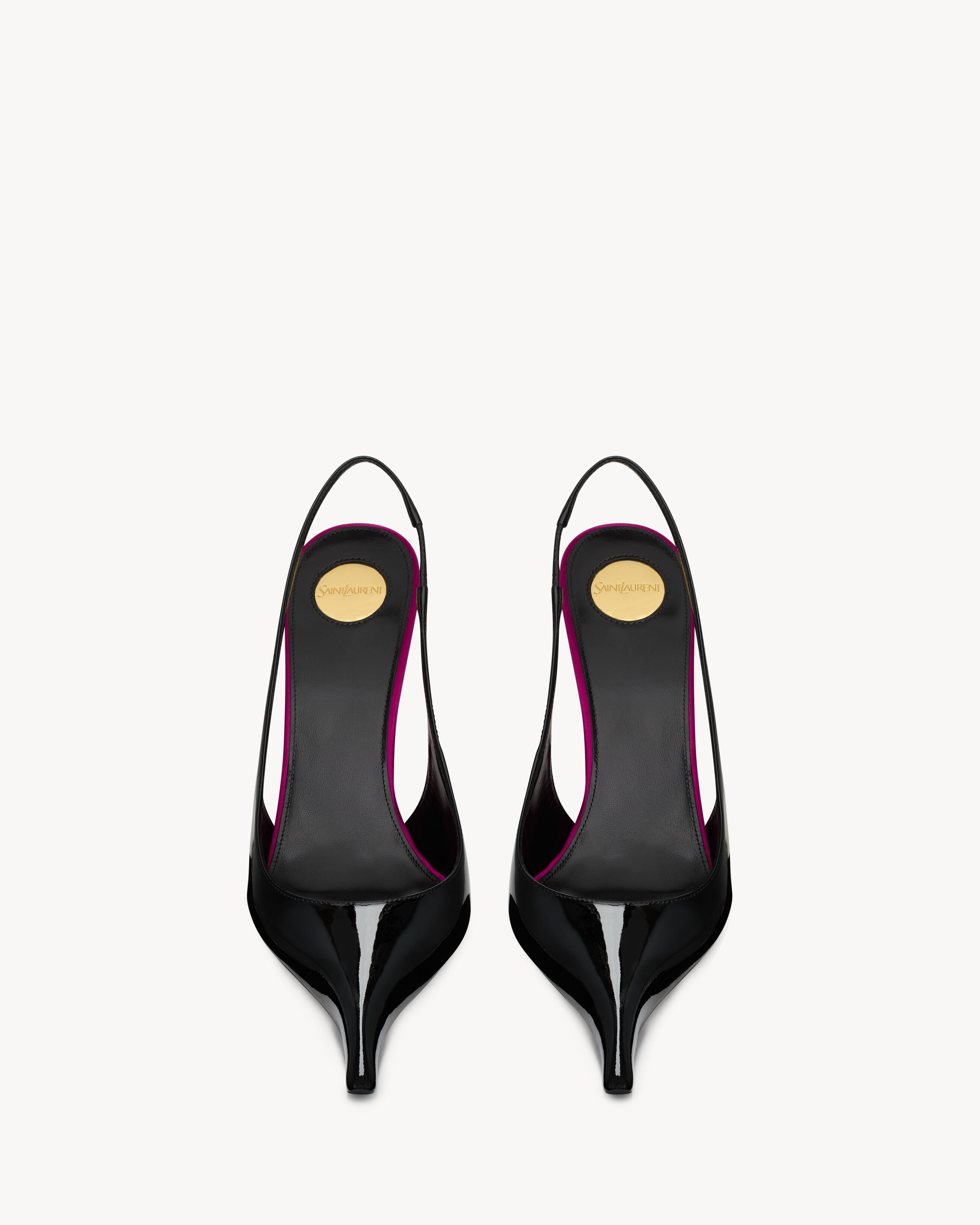 Saint Laurent Amalia 110 Patent Leather Slingback Pumps In Black