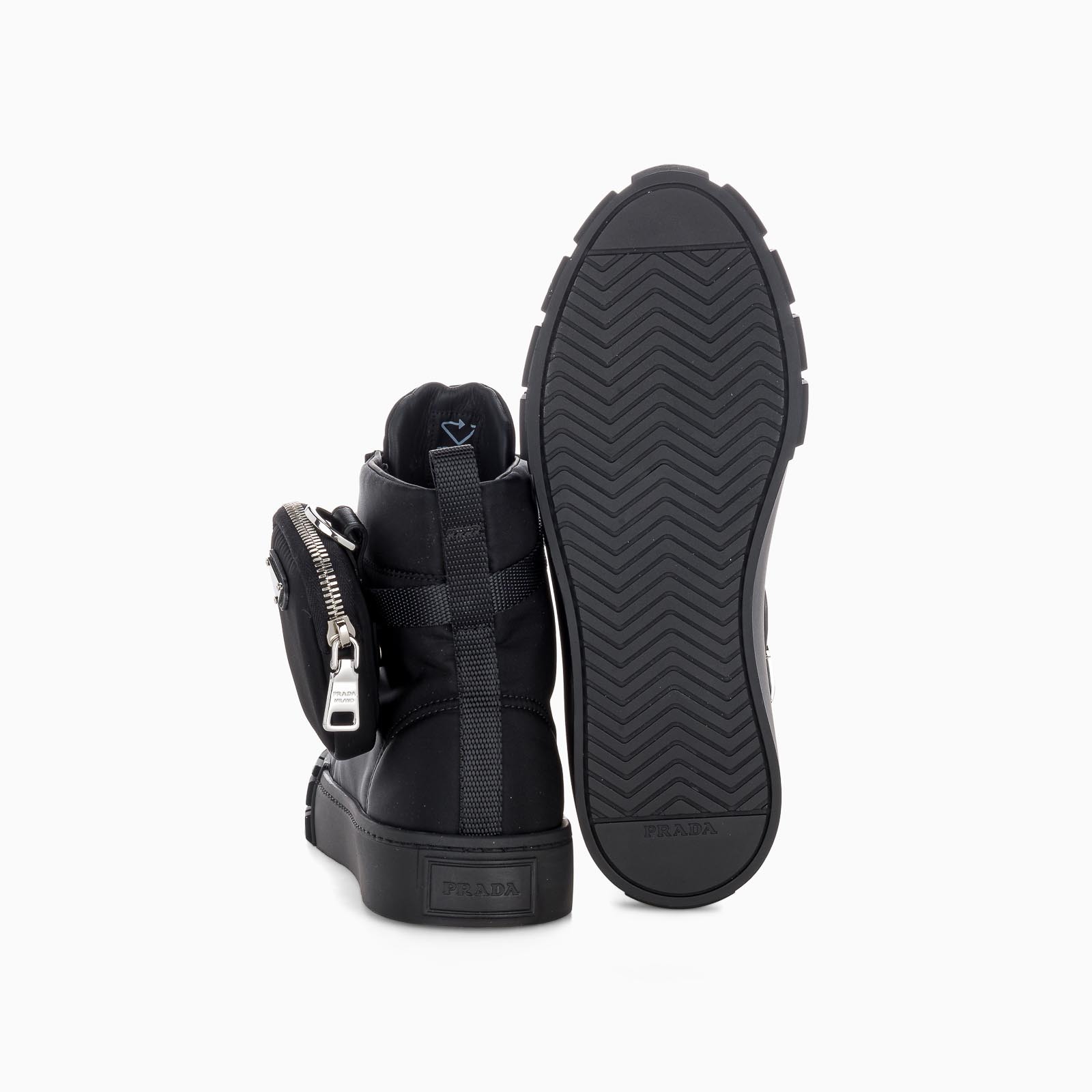 PRADA RE-NYLON POUCH DETAIL HIGH-TOP SNEAKERS