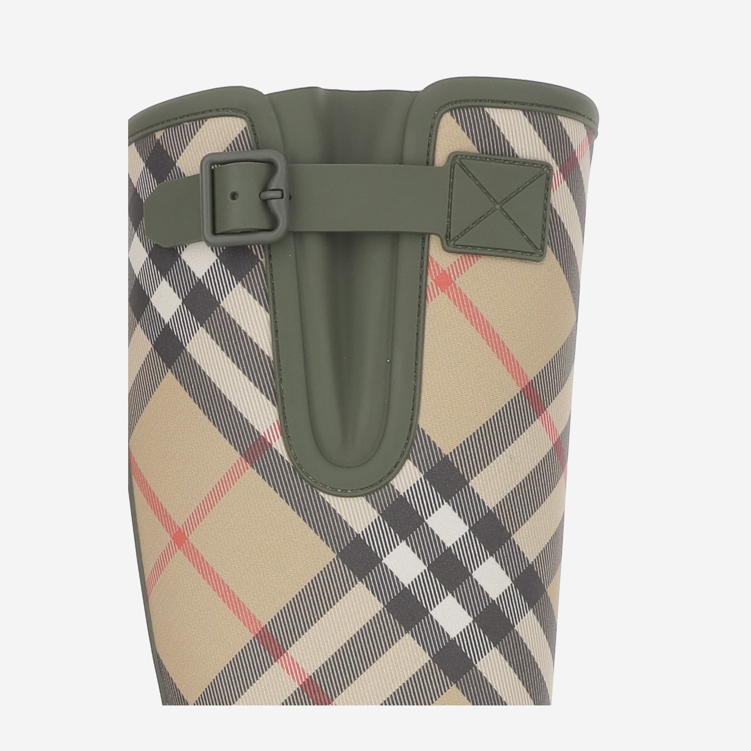 Burberry Checked Canvas-trimmed Tpu Rain Boots In Gray