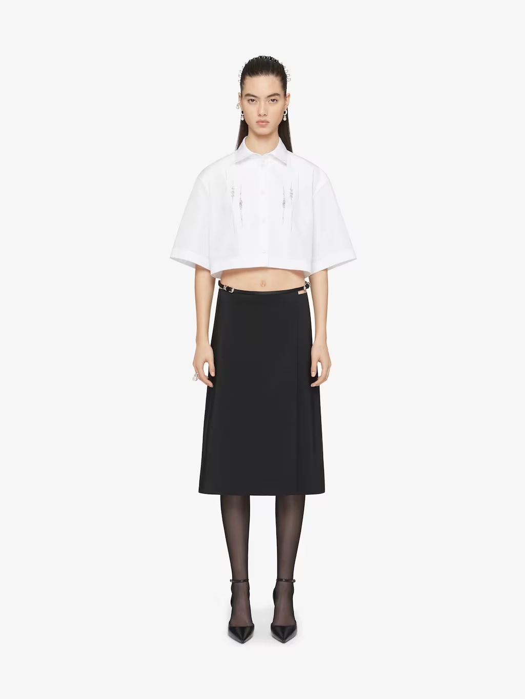 Givenchy Rebellious Wrap Skirt With Belted Waist In Black