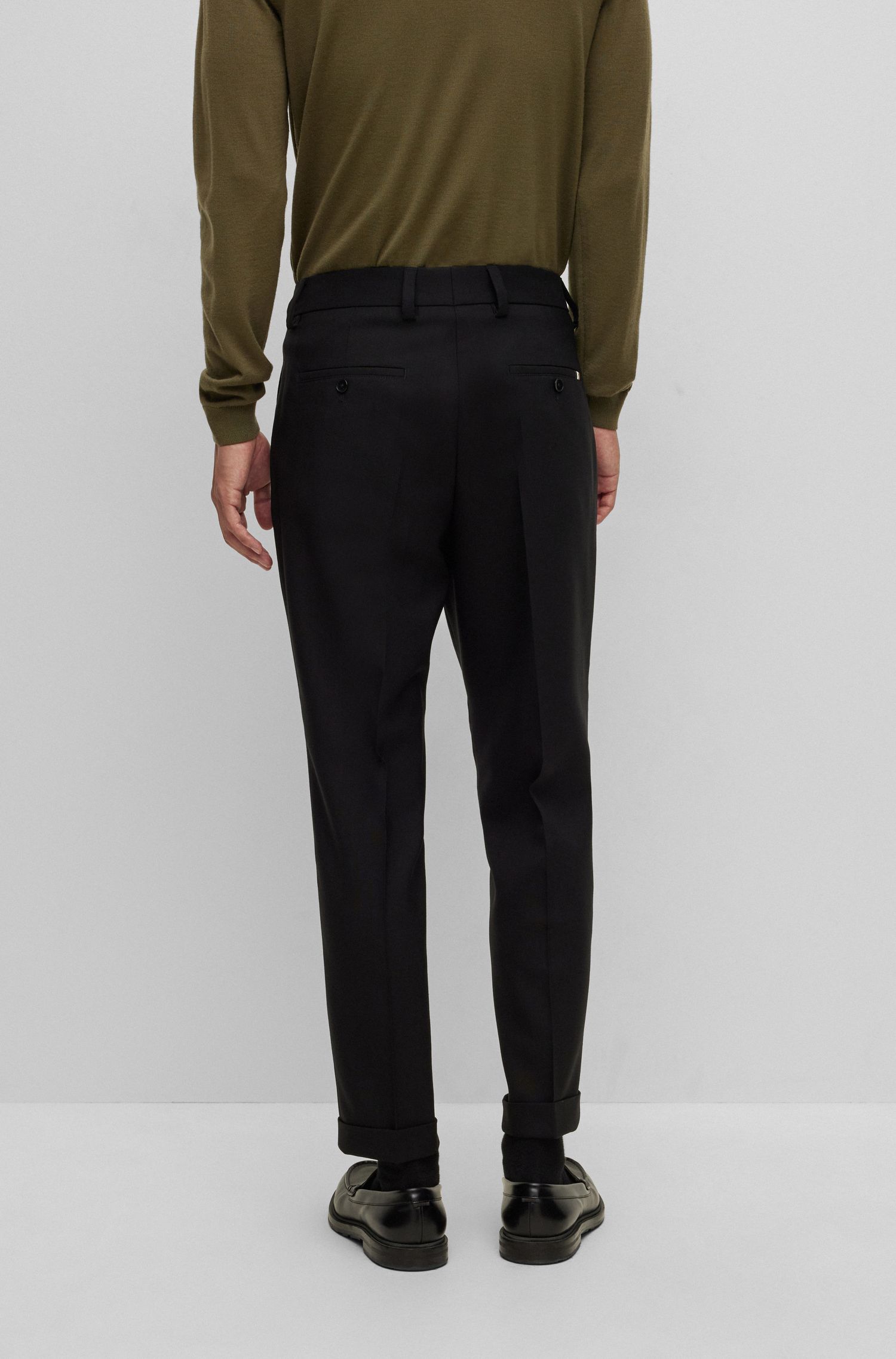 Hugo Boss Cropped Tailored Trousers In Black