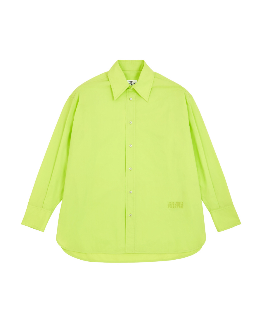 Mm6 Maison Margiela Numbers-embroidered Poplin Shirt In Green