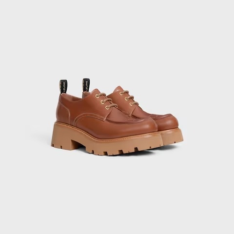 Celine Triomphe Derbies  In Calfskin In Brown
