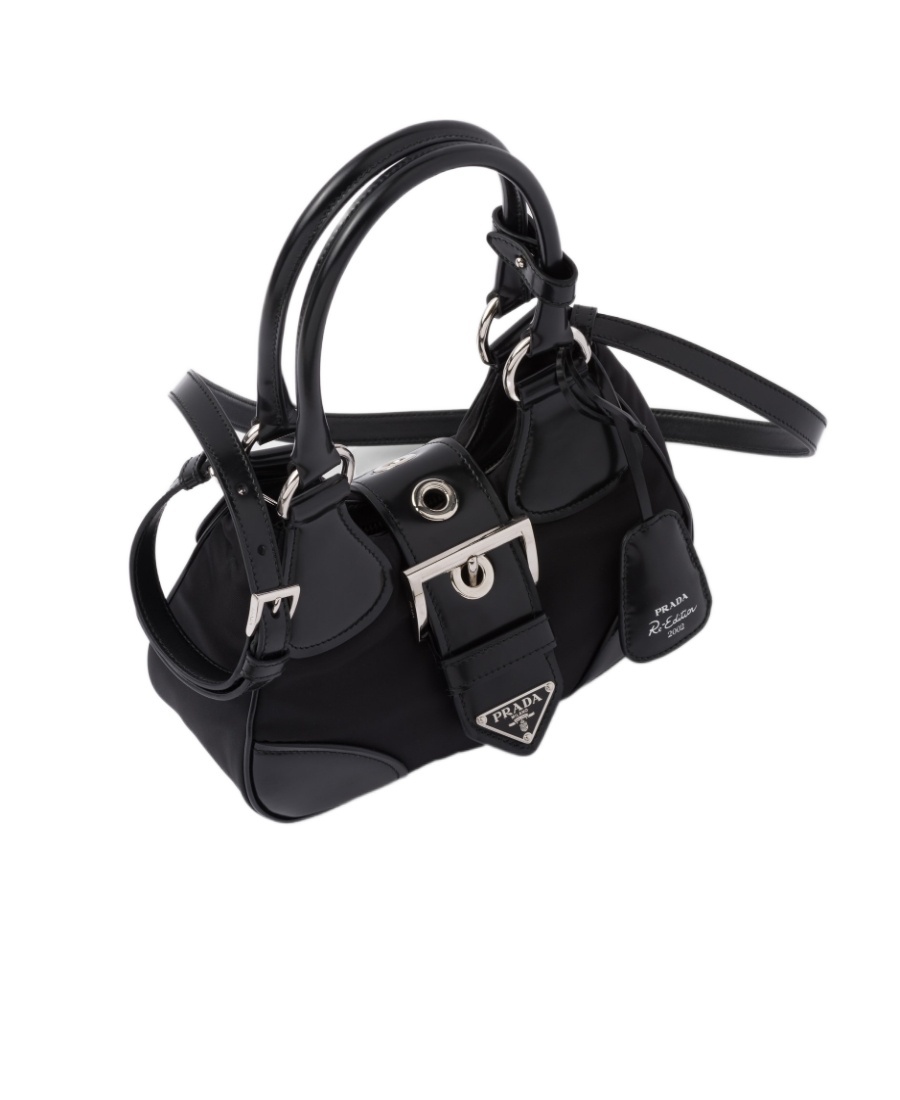 Prada Moon Padded Nappa-leather Mini Bag In Black
