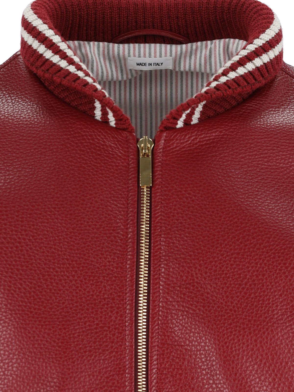 Thom Browne Ribbed Collar Striped Sleeves Jacket Front Pockets